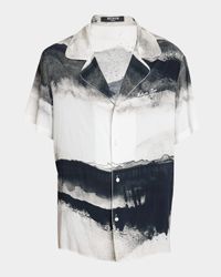Men's Moon-Print Button-Down Shirt