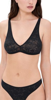 Eberjey Soft Stretch Lace Plunge Bralette Black S