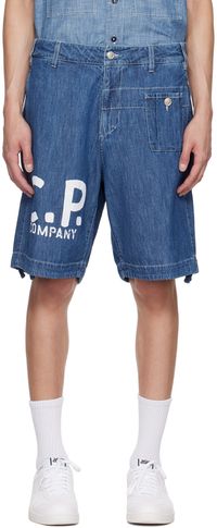 C.P. Company Blue Utility Denim Shorts