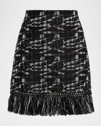 Khan Fringe-Hem Melange Mini Skirt