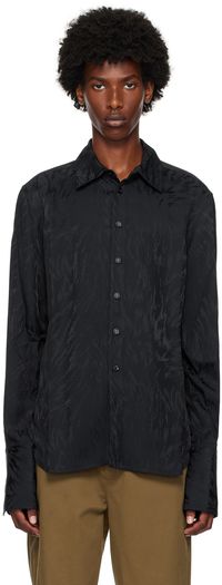 LGN Louis Gabriel Nouchi Black Double-Cuff Shirt
