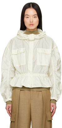 Moncler Off-White Curton Hooded Peplum Jacket