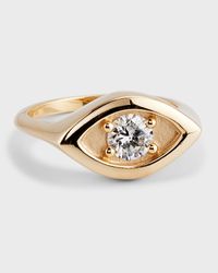 14K Large Marquis Eye Signet Ring