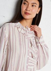 Laurence Bras - Blouse col rond à rayures - Taille 40 - Rouge