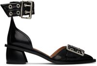 GANNI Black Chunky Buckle Open Cut Heels
