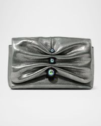 Ruched Crystal Leather Crossbody Bag