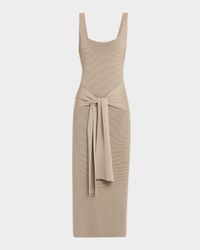 Elia Tie-Front Ribbed Midi Dress