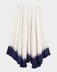 Crinkled Tie-Dye Handkerchief Midi Skirt