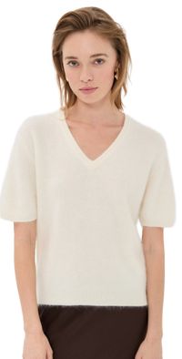 LISA YANG Lovisa Cashmere T-Shirt Cream Brushed 0