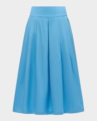 Consuela Pleated Cotton-Silk Midi Skirt