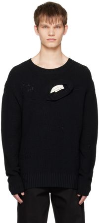Feng Chen Wang Black Distressed Sweater