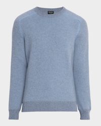 Men's Cashmere Rib Saddle Crewneck Sweater