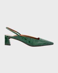 Morpheus Croc-Printed Leather Slingback Pumps