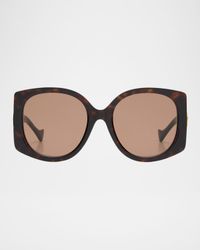 Raised Interlocking GG Acetate Butterfly Sunglasses