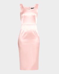Scoop-Neck Stretch Satin Midi Dress