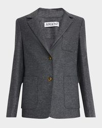 Single-Breasted Textured Wool Weekend Blazer