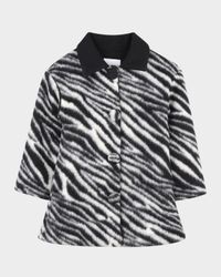 Girl's Zebra Faux Fur Coat, Size 8-14