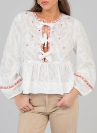 An'ge - Blouse ample à détails fantaisies - Taille XL - Beige