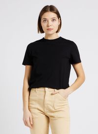 Maison 123 - Tee-shirt droit col rond en coton mélangé - Taille XL - Noir