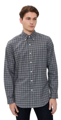 Polo Ralph Lauren Original Label Luxury Twill Plaid Sport Shirt Grey Navy Heather Multi S