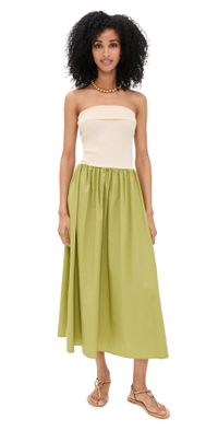 Moon River Strapless Two Tones Midi Dress Sage L
