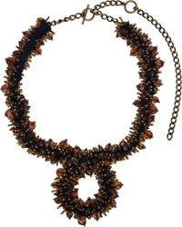 Dries Van Noten Brown Embroidered Necklace