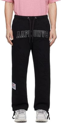 AAPE by A Bathing Ape Black 'AAPE UNVS' Moonface Logo Sweatpants