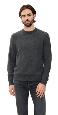 Theory Hilles Crew Sweater in Cashmere Charcoal Melange L