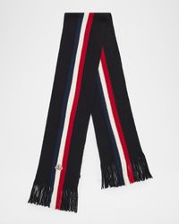 Men's Wool Tricolor Stripe Fringe Scarf