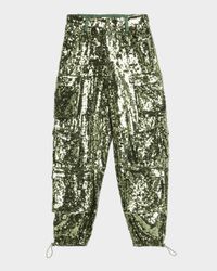 Olympia Mid-Rise Sequined Cargo Pants