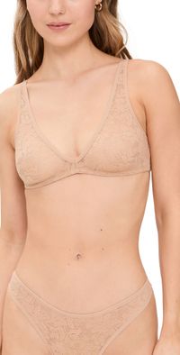 Eberjey Soft Stretch Recycled Lace Plunge Bralette Sunkissed L