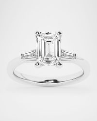 Lab Grown Diamond 18K White Gold Emerald Cut Ring, 3.25tcw, Size 7