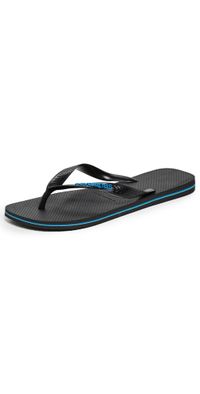 Havaianas Logo Filete Flip Flops Black/Blue 11/12