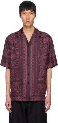 Versace Burgundy Barocco Silk Shirt