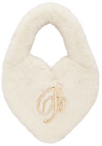 Blumarine Off-White Heart Faux-Fur Bag