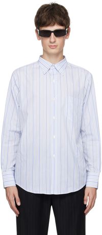 ERNEST W. BAKER Chemise bleu et blanc à rayures