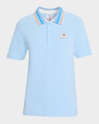 Men's Stripe Knit-Collar Polo Shirt