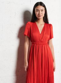 Suncoo - Robe manches courtes plissée - Taille 4 - Rouge