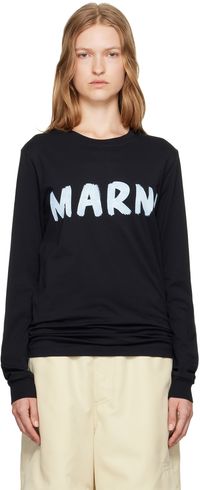 Marni Black Printed Logo Long Sleeve T-shirt