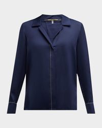 Ceanna Chain-Trim Stretch Georgette Blouse