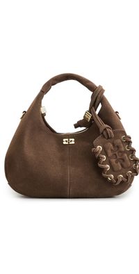GANNI Recycled Suede Mini Hobo Bag Chicory Coffee One Size