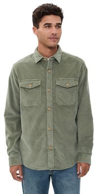 Faherty Stretch Terry Corduroy Workshirt Light Pine S