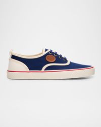 Men's Nojoke Canvas Leather VLogo Low-Top Sneakers