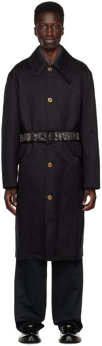 Versace Black Belted Coat