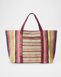 Salty As A Beach Striped Canvas Tote Bag