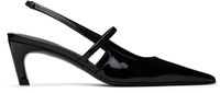 TOTEME Chaussures à petit talon noires en cuir verni à bride arrière et à bout pointu