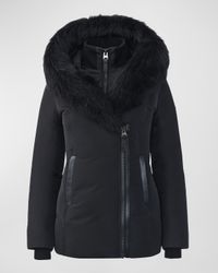 Adali Hooded Down Jacket with Shearling Collar