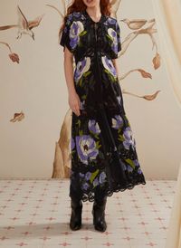 Farm Rio - Robe longue imprimée - Taille L - Noir