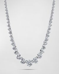 Platinum Three-Prong Round White Diamond Riviera Necklace, 28.73tcw, 16"