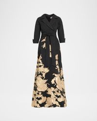 Metallic Floral Jacquard Shirt Gown